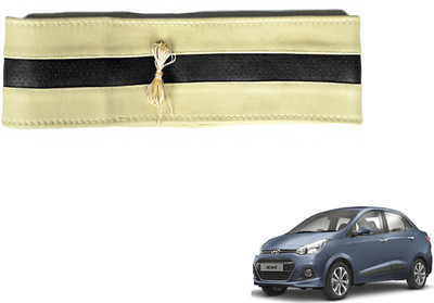 Auto Hub Hand Stiched Steering Cover For Hyundai Xcent(Beige, Black, Leatherite)