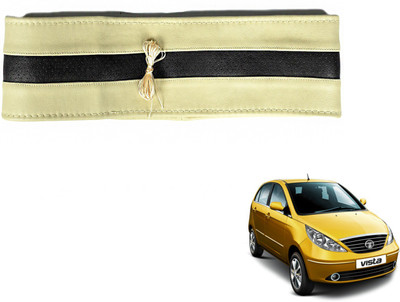 Auto Hub Hand Stiched Steering Cover For Tata Indica Vista(Beige, Black, Leatherite)