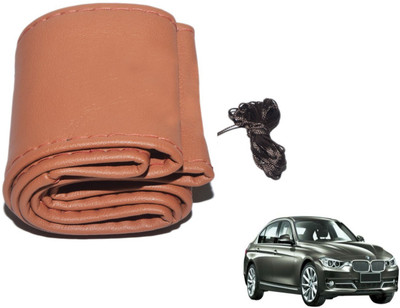 Auto Hub Hand Stiched Steering Cover For BMW 3 Series(Brown, Leatherite)