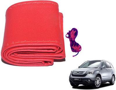 Auto Hub Hand Stiched Steering Cover For Honda CR-V(Red, Leatherite)