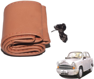 Auto Hub Hand Stiched Steering Cover For HM Ambassador(Brown, Leatherite)