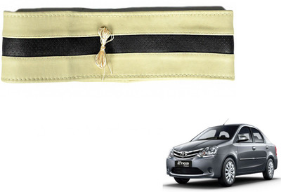 Auto Hub Hand Stiched Steering Cover For Toyota Etios(Beige, Black, Leatherite)