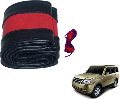 Auto Hub Hand Stiched Steering Cover For Tata Sumo Grande(Black, Red, Leatherite)