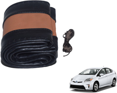 Auto Hub Hand Stiched Steering Cover For Toyota Prius(Black, Brown, Leatherite)