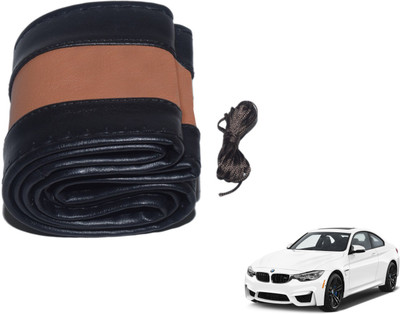 Auto Hub Hand Stiched Steering Cover For BMW 325i(Black, Brown, Leatherite)
