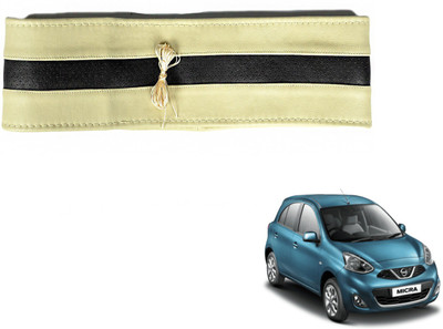Auto Hub Hand Stiched Steering Cover For Nissan Micra(Beige, Black, Leatherite)