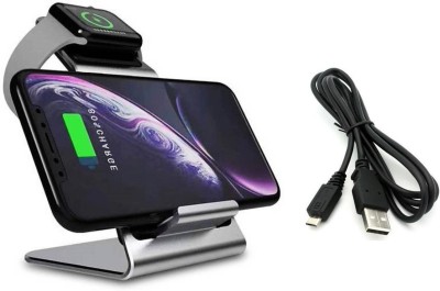 FKU 2 IN 1 10W Fast Wireless Charger with 2mtr V8 USB Charging Cable for iPhone X XS Max XR 8 Plus Samsung S8 S9 Plus Note 9 Pad Watch 4 3 2 1 Stand Charging Pad Charging Pad