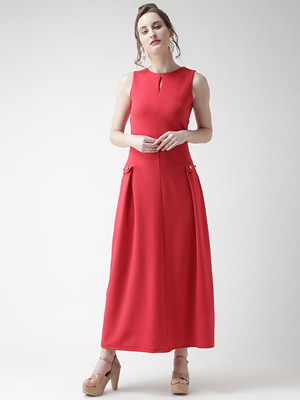 KASSUALLY Women Maxi Red Full Length Dress