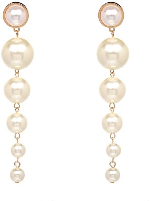 YELLOW CHIMES Statement Wear Latest Fashion Pearl Danglers Gold Plated Earrings for Women and Girls Pearl Metal Drops & Danglers