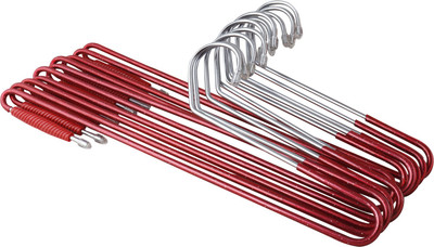 Tuffstuff Stainless Hanger with Lower Band Lock Steel Saree Pack of 10 Hangers For  Saree(Red)