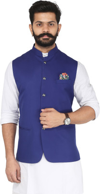 Amogue Sleeveless Self Design Men Jacket
