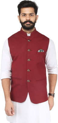 Amogue Sleeveless Self Design Men Jacket