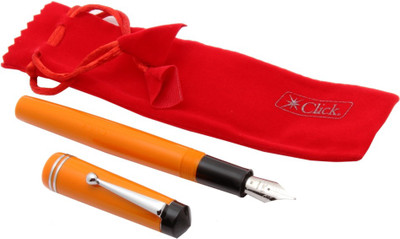 Ledos Click Aristocat Acrylic Fountain Pen With Medium Nib 3in1 Ink Filling System - Orange Fountain Pen(Ink Color - Blue)