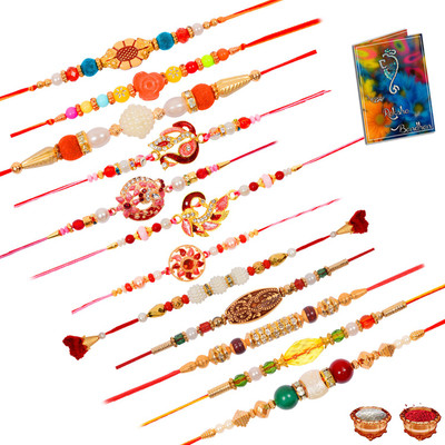 Dreamcart Scented AEDADBDCDEFD-GKDKEKFKGKH Assorted Greeting Card  Set(12 Rakhi set 1 Greeting Card 1 Roli Chawal)