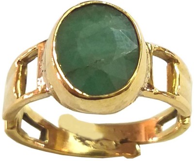 RS JEWELLERS RS JEWELLERS Emerald Panna 6.15 ratti Stone Panchdhatu Adjustable Ring for Women Metal Emerald Gold Plated Ring