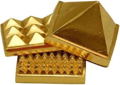 Astrodidi Three Layer / 3 Stage / Multi Layer Vastu Pyramid for Vastu Rectification Decorative Showpiece  -  4 cm(Brass, Gold)