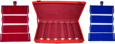 ultimatefashionista combo of 6 roll rod bangle box vanity box wooden bangle storage box bridal red vanity case cosmetic pouch travel kit brocade jewellery kit vanity case jewellery bangle box vanity box vanity box Vanity Box(Multicolor)