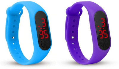 Jamvai JM-Rubber Magnet LED SKY BLUE- PURPLE Watch M2 For Men & Women & Kids M2 LED Watch SKY BLUE- PURPLE Combo Analog-Digital Watch - For Boys & Girls