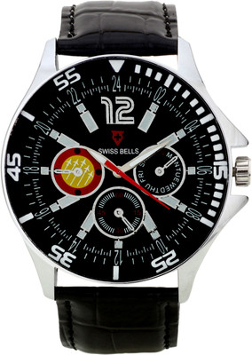 Swiss Bells SBA-037 Imported Black Dial Black genuine Leather Strap Analog Wrist Analog Watch - For Men