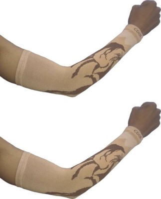 FOXSTON Cotton Arm Sleeve For Men & Women With Tattoo(Free, Beige)