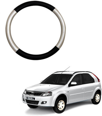 AYW Steering Cover For Volkswagen Verito Vibe(Silver, Black, Leather)