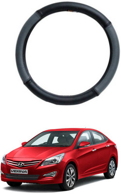 AYW Steering Cover For Hyundai Verna(Grey, Black, Leather)