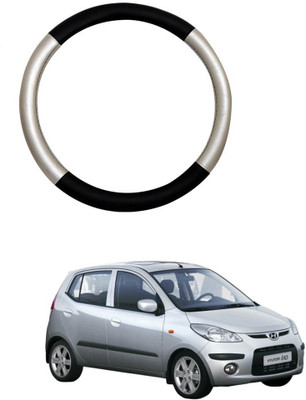 AYW Steering Cover For Hyundai i10 Active(Silver, Black, Leather)