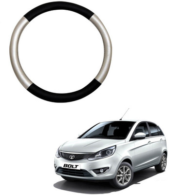 MATIES Steering Cover For Tata Bolt(Silver Black, Leatherite)