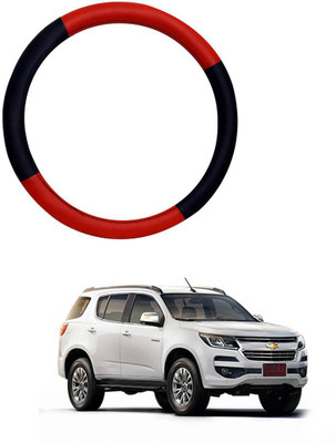 MATIES Steering Cover For Chevrolet Trailblazer(Red Black, Leatherite)