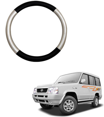MATIES Steering Cover For Tata Sumo(Silver Black, Leatherite)