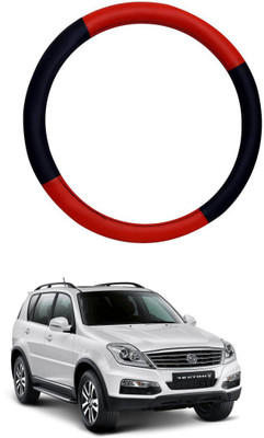 MATIES Steering Cover For Mahindra SsangYong Rexton(Red Black, Leatherite)