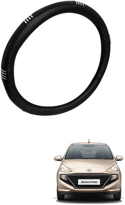 AYW Steering Cover For Hyundai Santro(Chrome, Black, Leather)