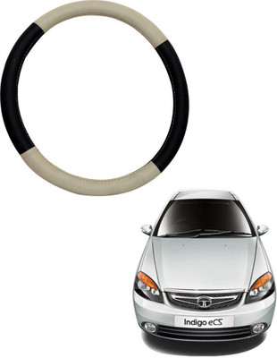 MATIES Steering Cover For Toyota Innova(Beige Black, Leatherite)