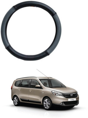 MATIES Steering Cover For Renault Lodgy(Grey Black, Leatherite)