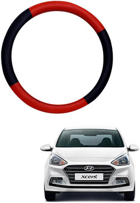 MATIES Steering Cover For Hyundai Xcent(Red Black, Leatherite)