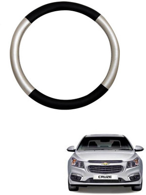 MATIES Steering Cover For Chevrolet Cruze(Silver Black, Leatherite)
