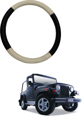 AYW Steering Cover For Mahindra Thar(Beige, Black, Leather)