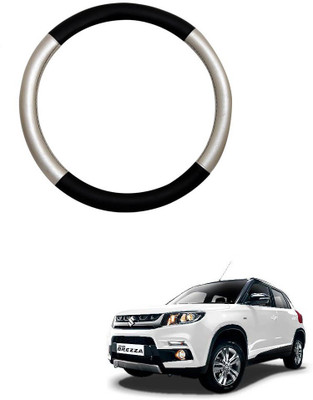 MATIES Steering Cover For Maruti Vitara(Silver Black, Leatherite)
