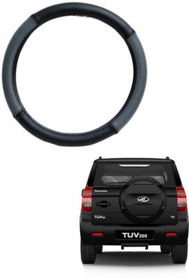 AYW Steering Cover For Mahindra TUV 300(Grey, Black, Leather)