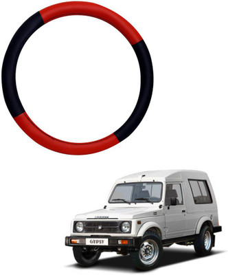 MATIES Steering Cover For Maruti Gypsy(Red Black, Leatherite)