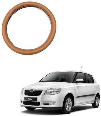 AYW Steering Cover For Skoda Fabia(Tan, Leather)