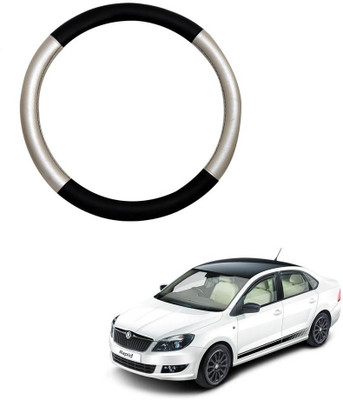 AYW Steering Cover For Skoda Rapid(Silver, Black, Leather)