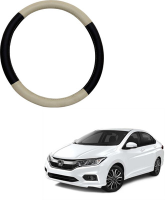 MATIES Steering Cover For Honda City(Beige Brown, Leatherite)