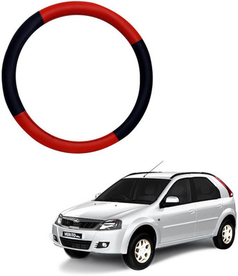 MATIES Steering Cover For Mahindra Verito Vibe(Red Black, Leatherite)