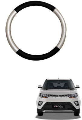 AYW Steering Cover For Mahindra KUV100(Silver, Black, Leather)