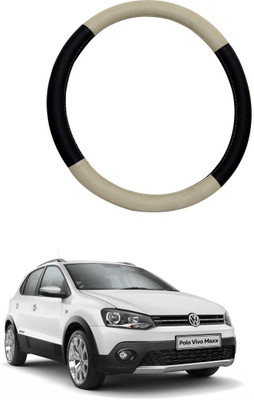 MATIES Steering Cover For Volkswagen Polo GT(Beige Black, Leatherite)