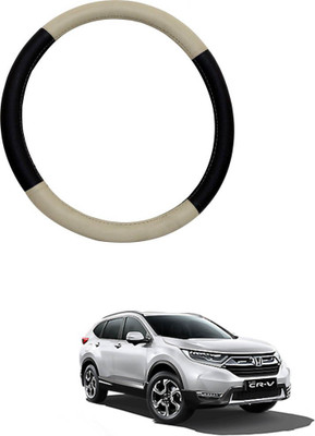 MATIES Steering Cover For Honda CR-V(Beige Black, Leatherite)