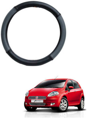 MATIES Steering Cover For Fiat Grand Punto(Grey Black, Leatherite)