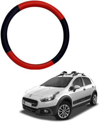 MATIES Steering Cover For Fiat Avventura(Red Black, Leatherite)