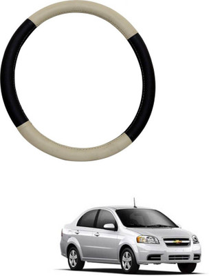 AYW Steering Cover For Chevrolet Aveo(Beige, Black, Leather)